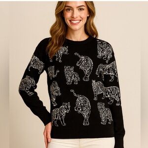 Belldini Black and White Animal Print Sweater